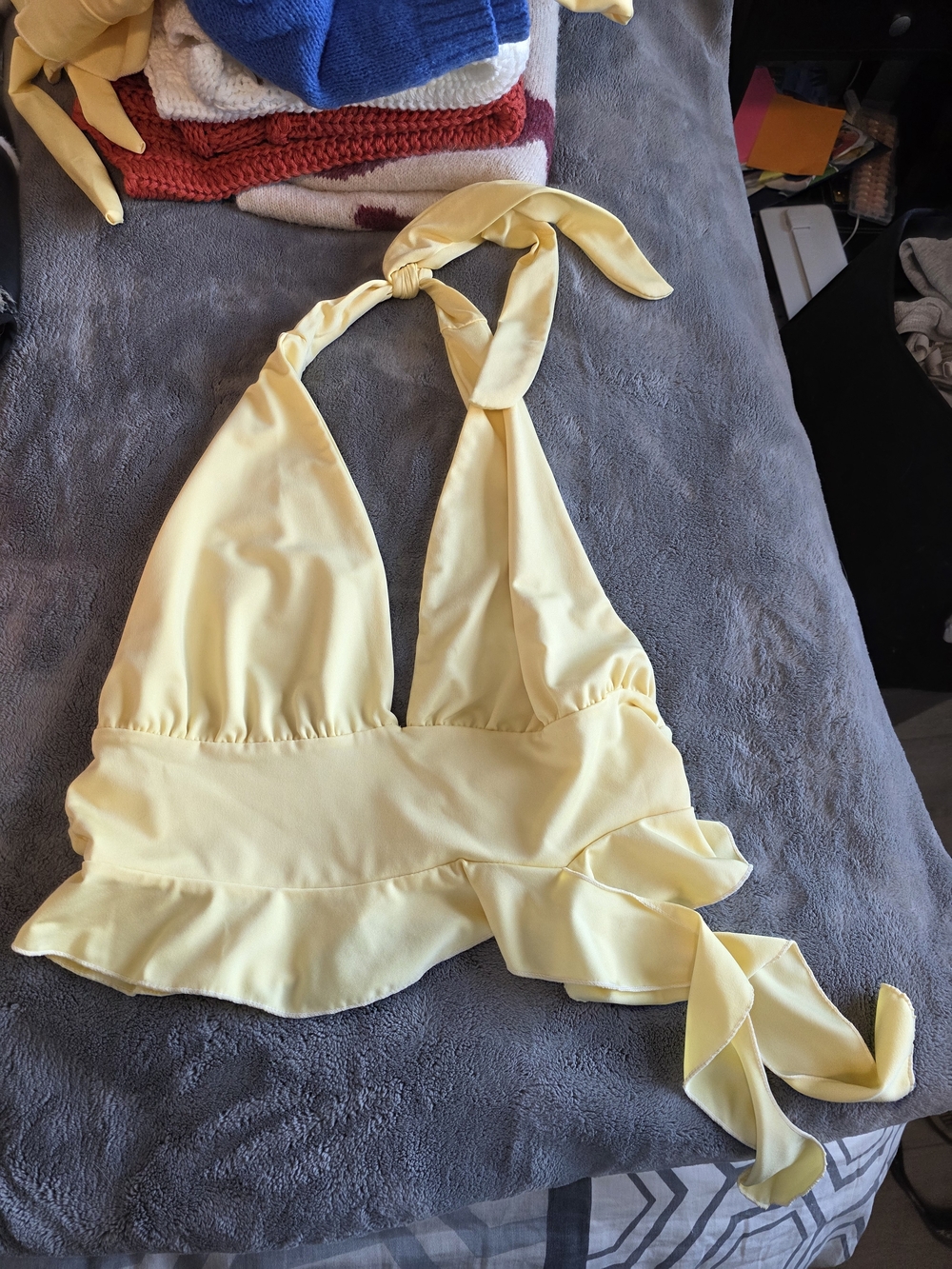 Womens Yellow Halter One-Piece Top